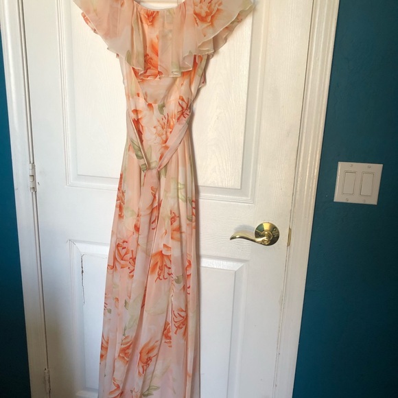 PETAL ROZ Blush Pink Off-the-Shoulder Flower Print Maxi Dress Size: S - Picture 5 of 13